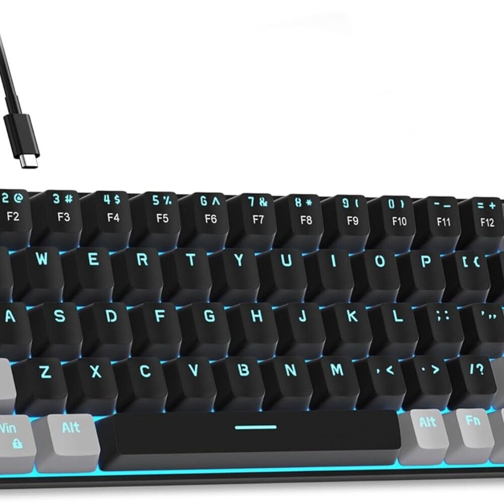 Portable 60% Mechanical Gaming Keyboard, MK-Box LED Backlit Compact 68 Keys Mini